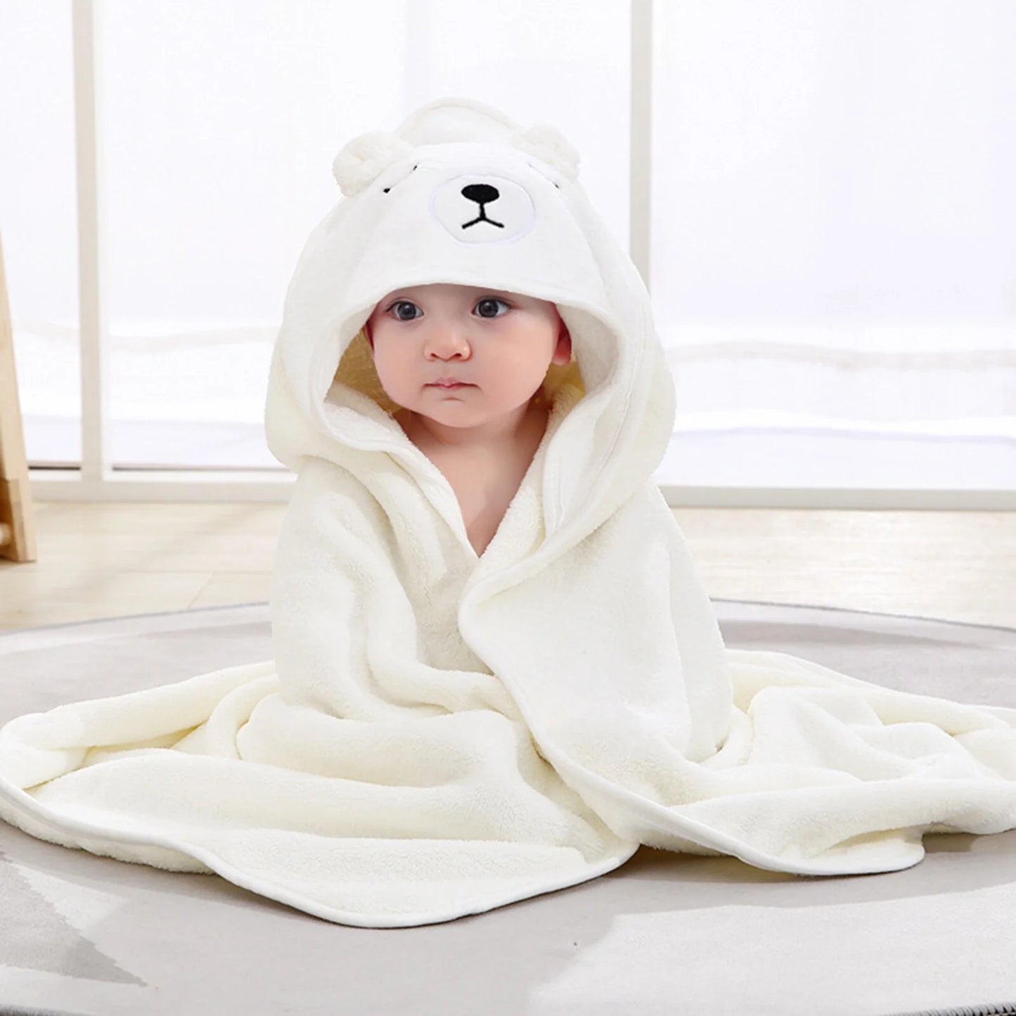 IFCOW 2Pcs Baby Hooded Towels Soft Cotton Baby Bath Towel ,31.5 X 31.5" Ultra Absorbent Towel for Newborn Toddler Infants Babie Gifts