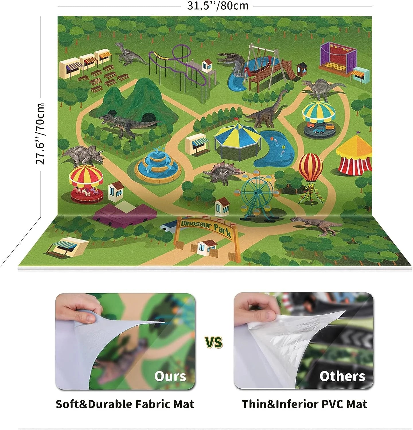 Dinosaur Toys with Play Mat & Trees for Toddlers, Realistic Jurassic Dinosaur Figures to Create a Dino World Includes 9 Kinds of Dinosaurs, Gift for Toddlers Boys & Girls (Age 3+)