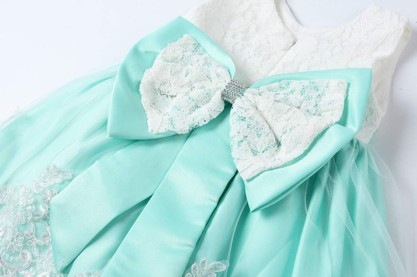 Baby Girl Lace Mesh Tutu Dress Sequin Bow Toddler Princess Gown Light Green 18-24 Months