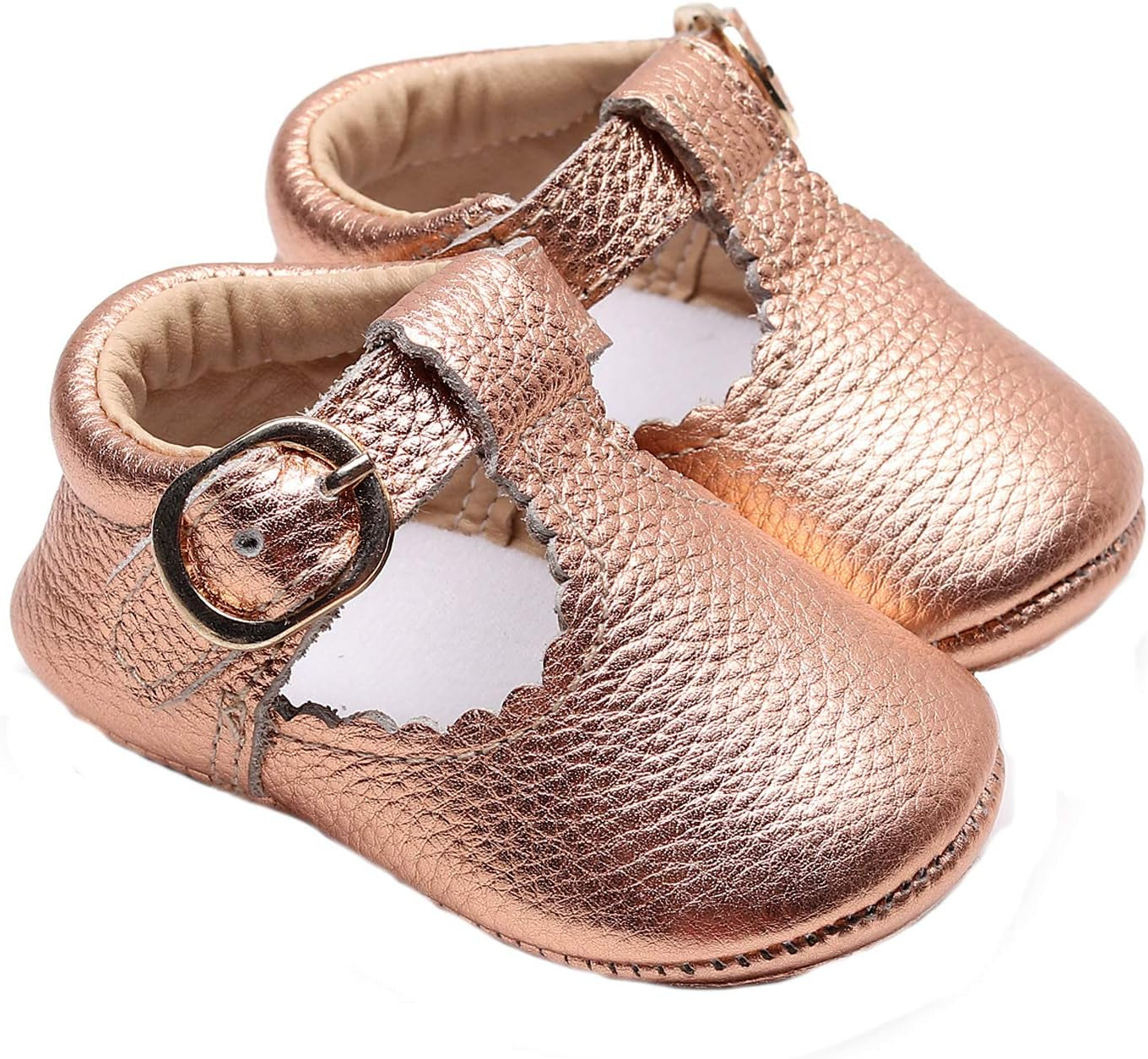Leather Baby Shoes Baby Girls Mary Jane Flats Leopard Toddler Princess Dress Shoes T-Strap Hard Sole Anti-Slip Boys Girls Moccasins for 0-24 Months Infants Babies Toddlers