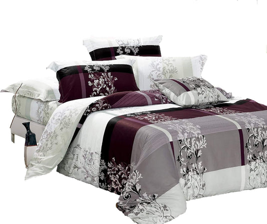 May 3-Piece 100% Cotton Bedding Set: Duvet Cover and Two Pillow Shams (Queen)