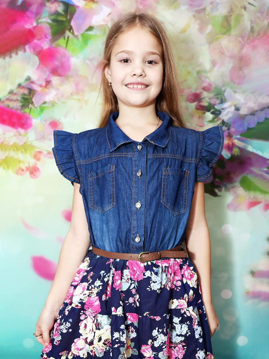 Western Dress Girls, Denim Tops Flower Girl Dress, Princess Dresses for Girls, Party Dresses for Girls 3-14 Years