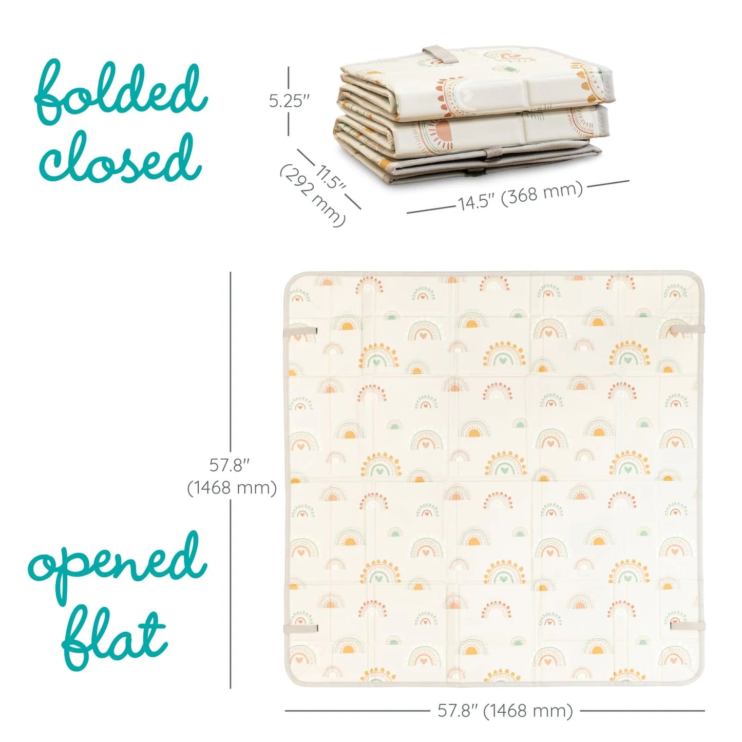 Rainbow Foldable Soft Foam Mat 59", for Babies & Toddlers, Multicolor