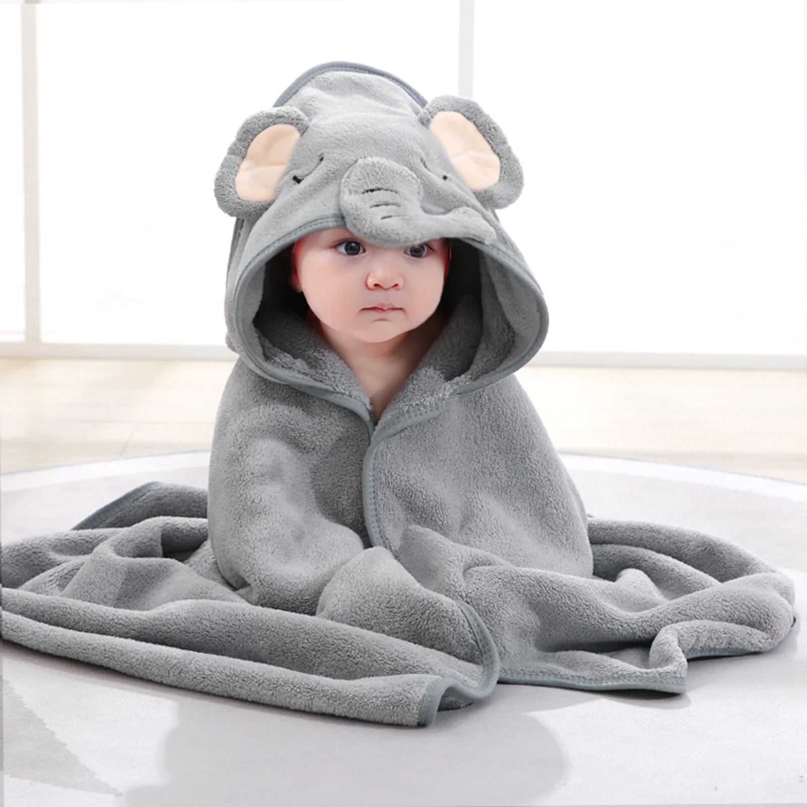 IFCOW 2Pcs Baby Hooded Towels Soft Cotton Baby Bath Towel ，31.5 X 31.5" Ultra Absorbent Towel for Newborn Toddler Infants Babie Gifts