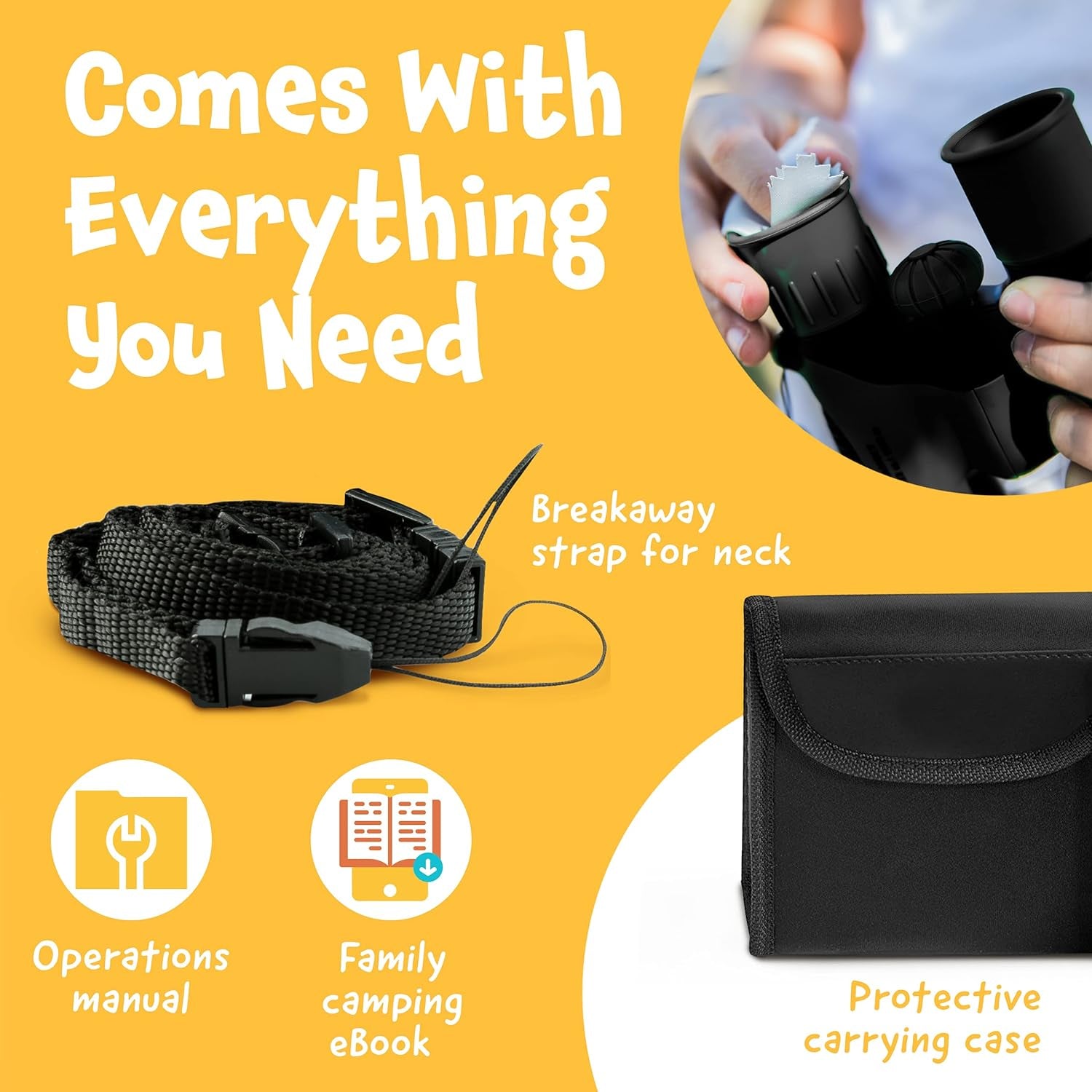 Think Peak Black Binoculars Science Toy for Kids Ages 4-8 Years - Real Compact Outdoor Adventure & STEM Educational Nature Hiking Explorer for Bird Watching, Camping Children’S Birthday Gift