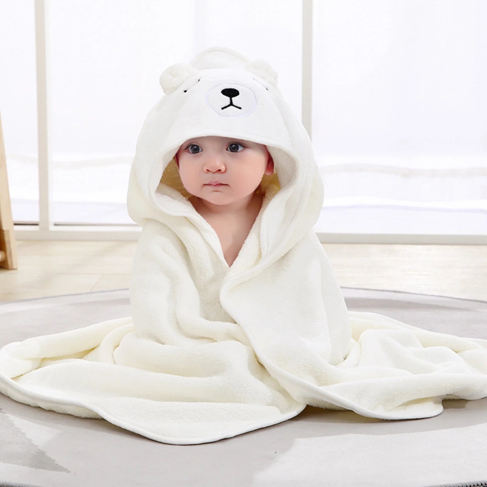 IFCOW 2Pcs Baby Hooded Towels Soft Cotton Baby Bath Towel ，31.5 X 31.5" Ultra Absorbent Towel for Newborn Toddler Infants Babie Gifts