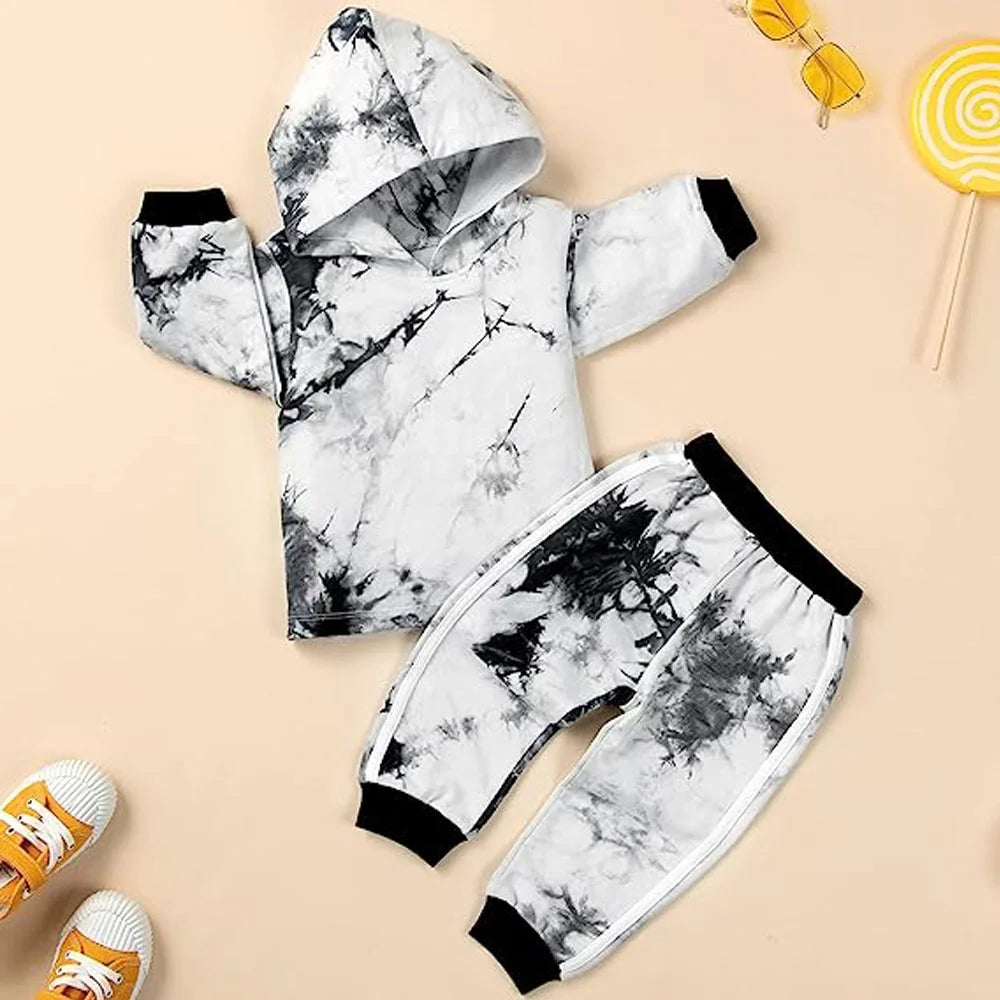 Toddler Baby Boy Clothes Cotton Tie Dye Hoodies + Pants Sets Baby Boy Long Sleeve Sweatshirt Outfit Set
