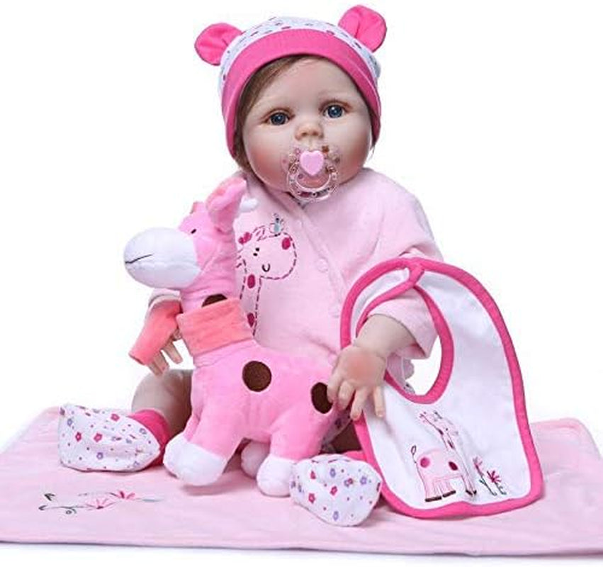 Reborn Baby Dolls Clothes Outfit Newborn Reborn Babies Clothing for 20-22" Baby Doll with Giraffe Toy, Magnet Pacifierl Set