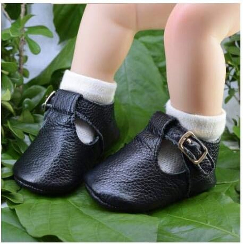 Leather Baby Shoes Baby Girls Mary Jane Flats Leopard Toddler Princess Dress Shoes T-Strap Hard Sole Anti-Slip Boys Girls Moccasins for 0-24 Months Infants Babies Toddlers