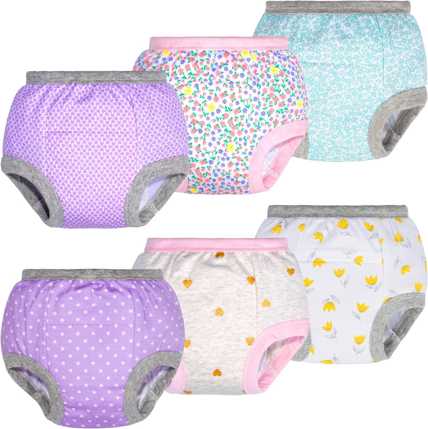 Baby Girls' Padded Potty Training Pants Underwear 6 Pack, 5T