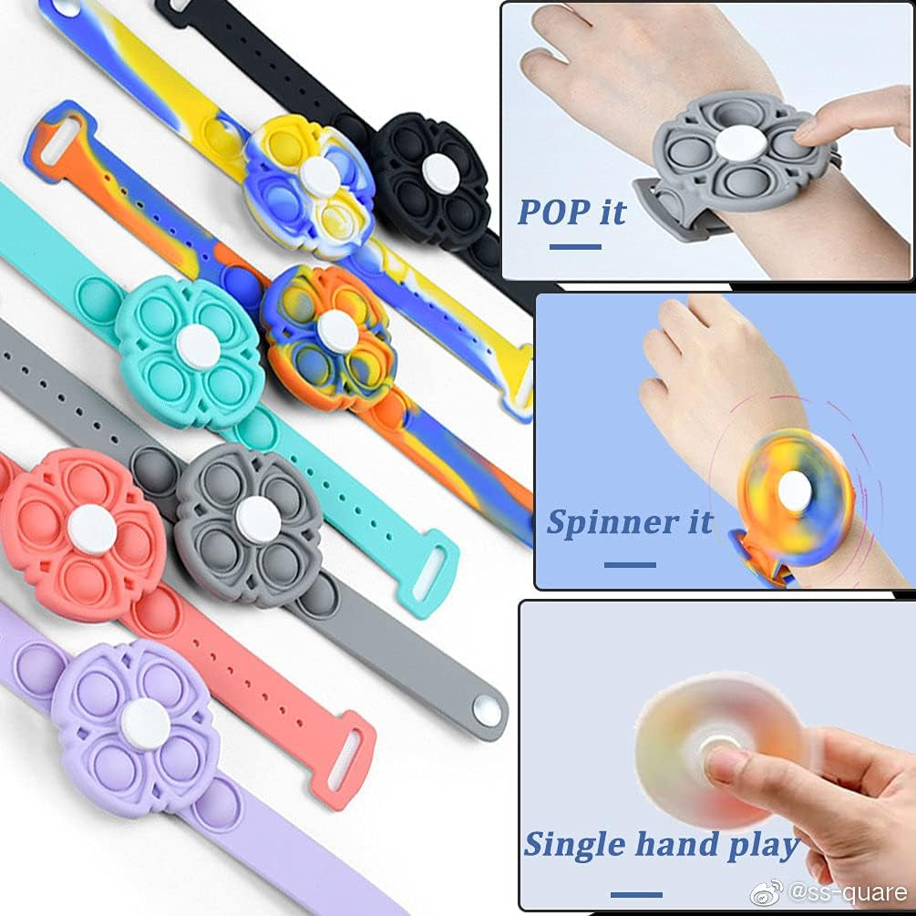 Fidget Toys Push Pop Bubble Fidget Spinner Bracelet Simple Dimple Pop Bracelet Bubble Popping Sensory Toy for Kids Adjustable Silicone Watch Fidget Popper(Pink)