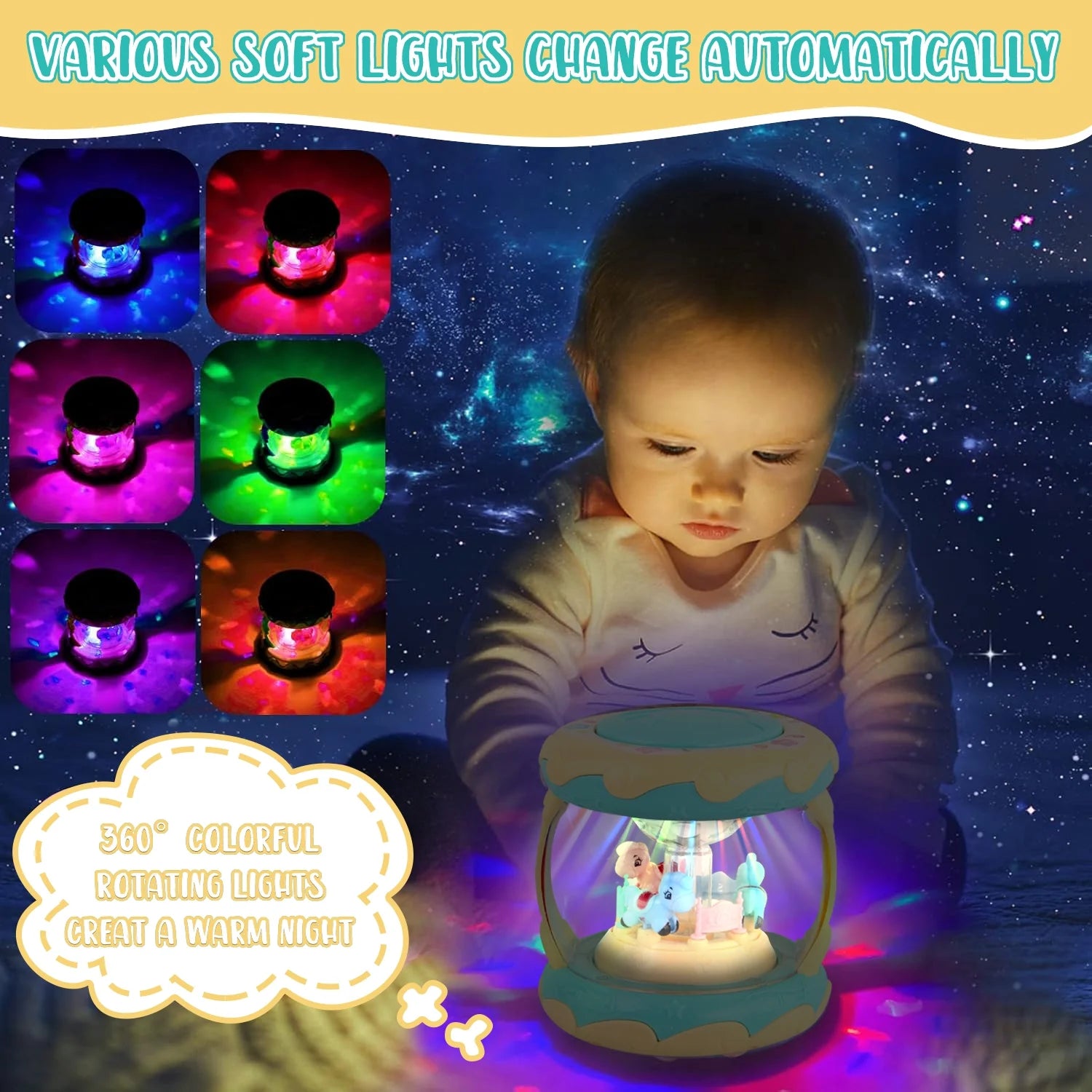 Toddler Toy for 1 Year Old - Rotating Light up Musical Toy - Learning Toys for Baby 6 to 12 Months - Birthday Gifts for Kids 1 2 Years Old Boys Girls