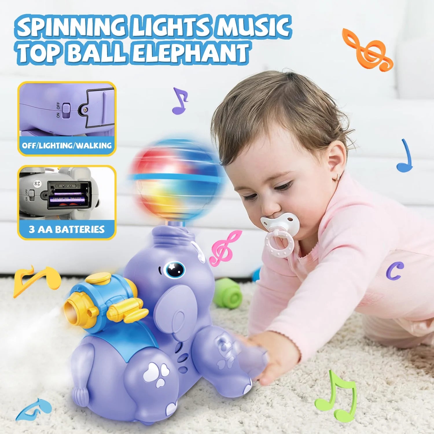 Baby Toys 6 to 12 Months, Toy for 1 Years Old Boys Girls, Crawling Elephant Baby Toys for 12 to 24, Learning Educational Toys for 1 2 3 Year Old Boys Girls