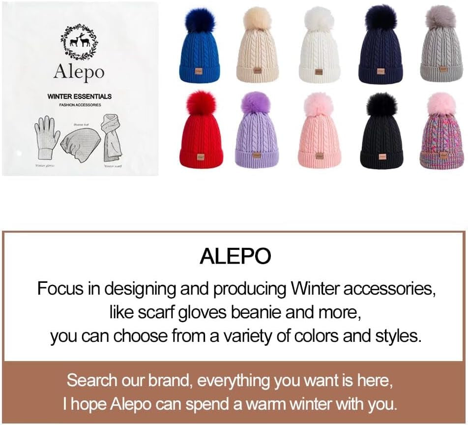 Kids Winter Beanie Hat, Children'S Warm Fleece Lined Knit Thick Ski Cap with Pom Pom for Boys Girls