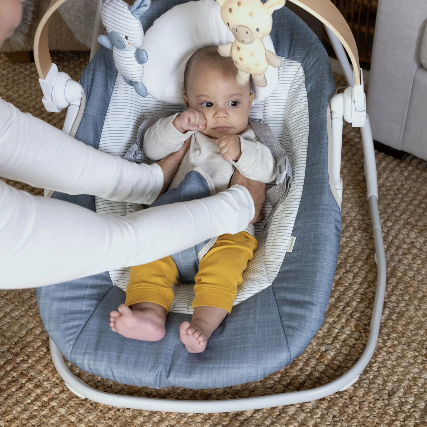Simplecomfort Compact Soothing Baby Swing for Infants, Blue