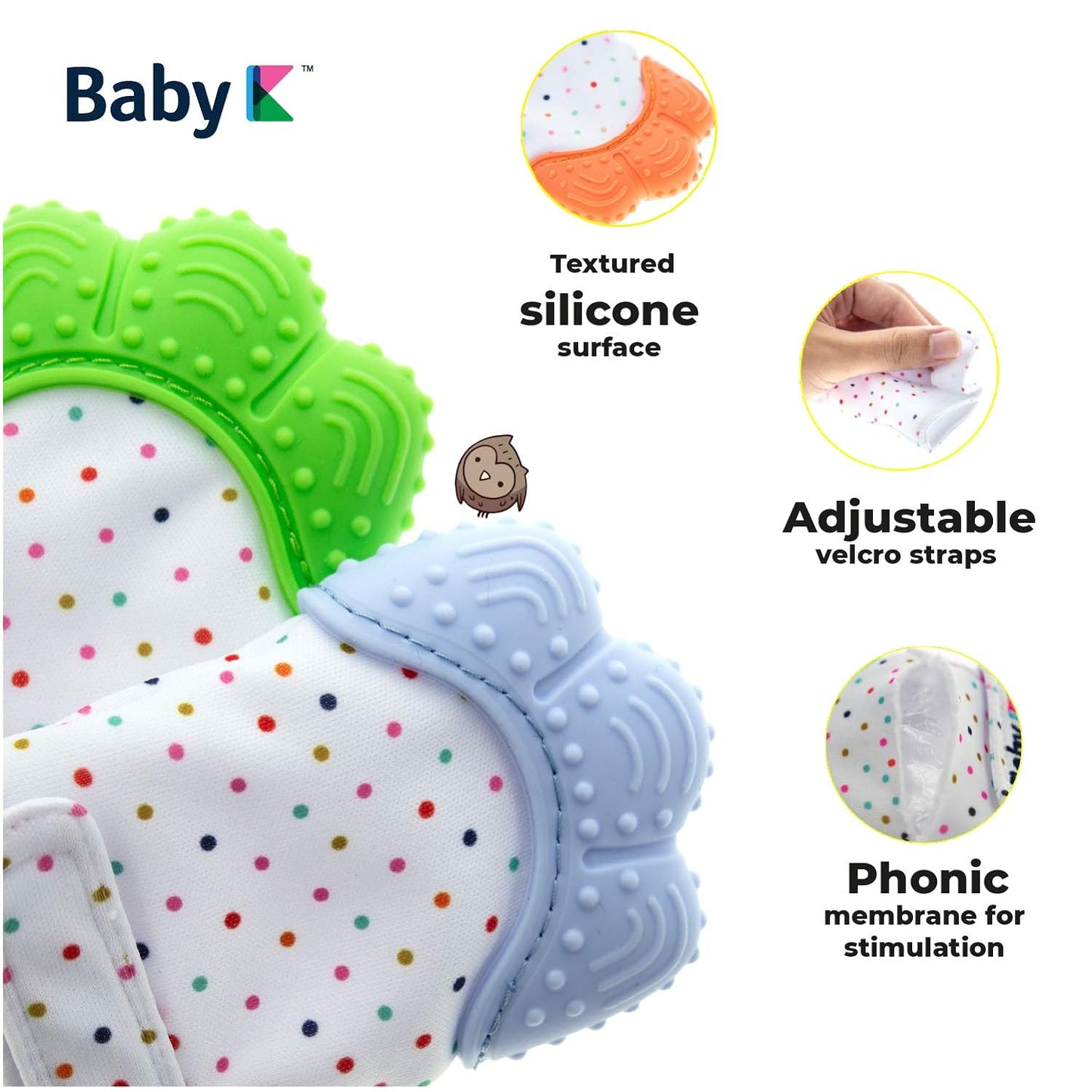 Teething Toys Set (Green Set B) - Baby Teething Mitten & Ferris Wheel Baby Teething Toys - Silicone Teether Toys for Infant Teething Relief - Fruit Teethers for Babies 0-6, 6-12 Months