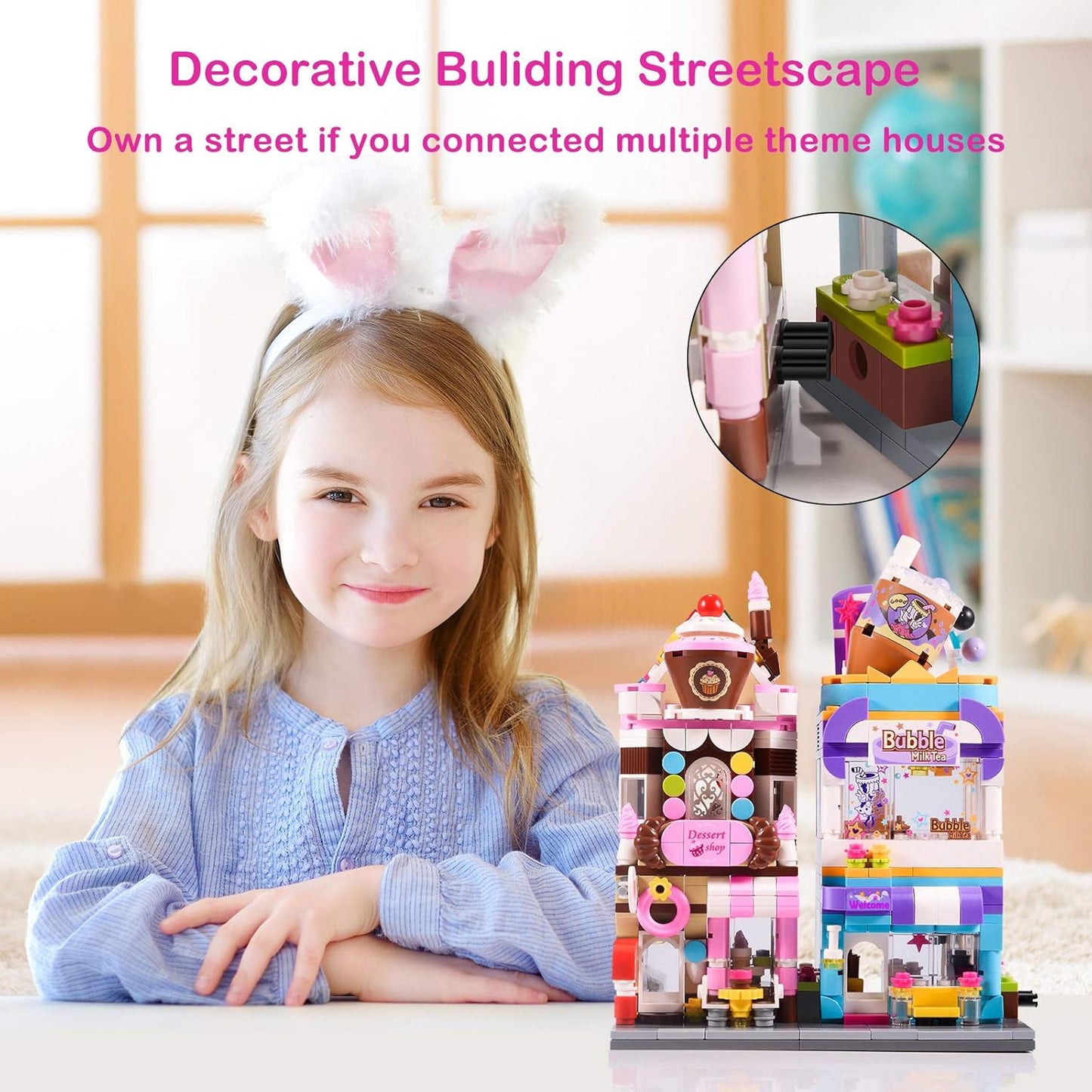 Building Blocks Toys for 8-12 Years Old Girls, 344Pcs Dream Dessert House Building Street-View Kits, Construction Educational STEM Toys for Kids, Girls Gifts for Age 7-12 Years Old