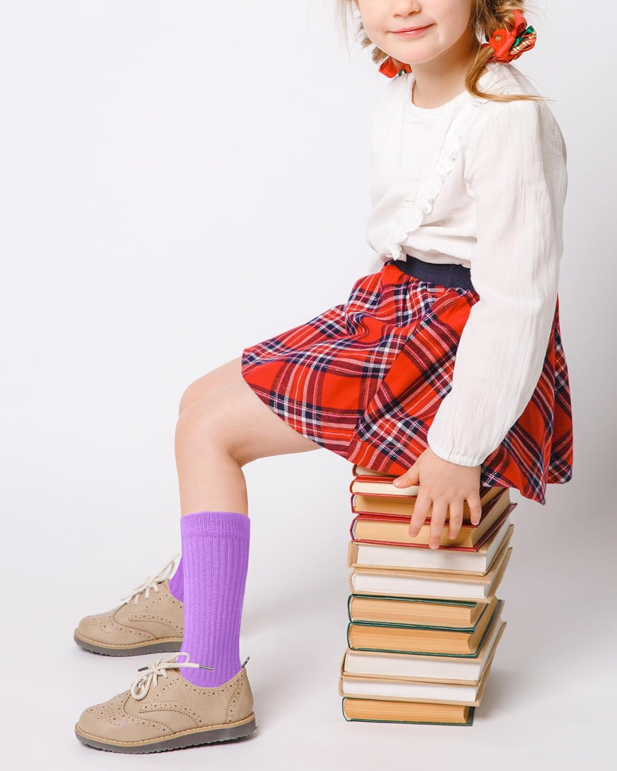 Little Girl Slouch Socks Knee High Cotton Socks 9 Pairs Girls Long Crew Socks