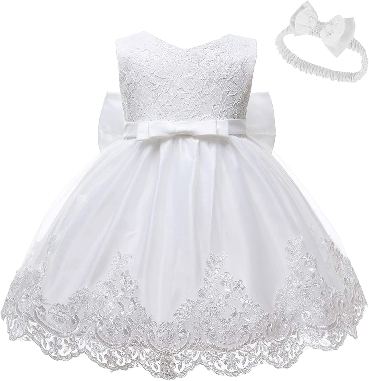 Baby Girl Princess Party Dress Bowknot Flower Dresses Lace Pageant Party Wedding Flower Girl Tutu Gown