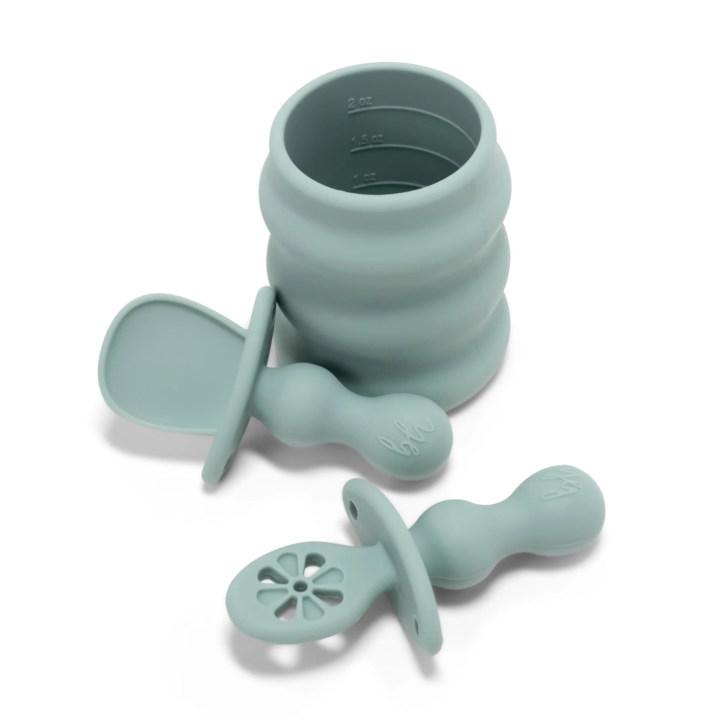 5-Piece Baby-Led Weaning Silicone Tableware, Infants and Toddlers, Sage Green