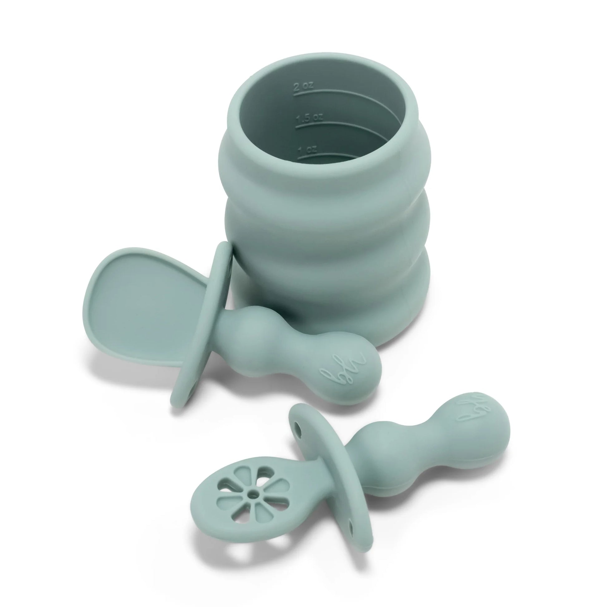 5-Piece Baby-Led Weaning Silicone Tableware, Infants and Toddlers, Sage Green