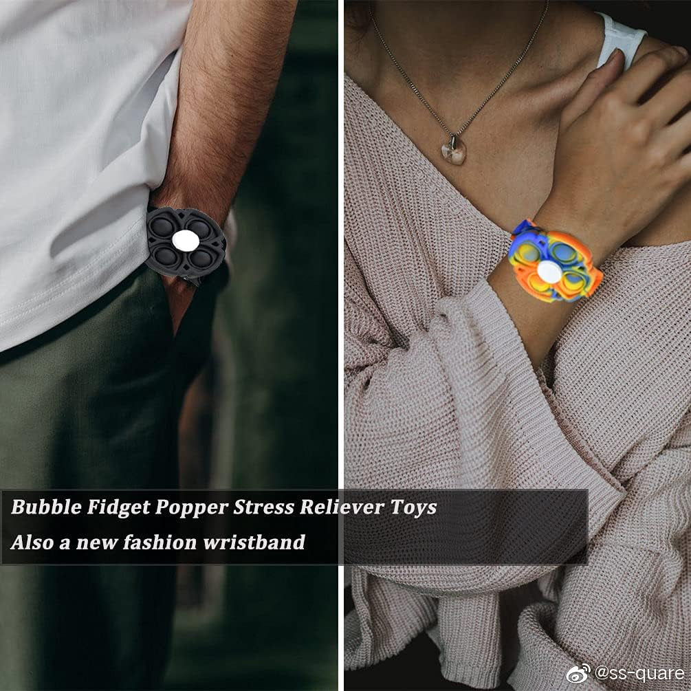 Fidget Toys Push Pop Bubble Fidget Spinner Bracelet Simple Dimple Pop Bracelet Bubble Popping Sensory Toy for Kids Adjustable Silicone Watch Fidget Popper(Pink)