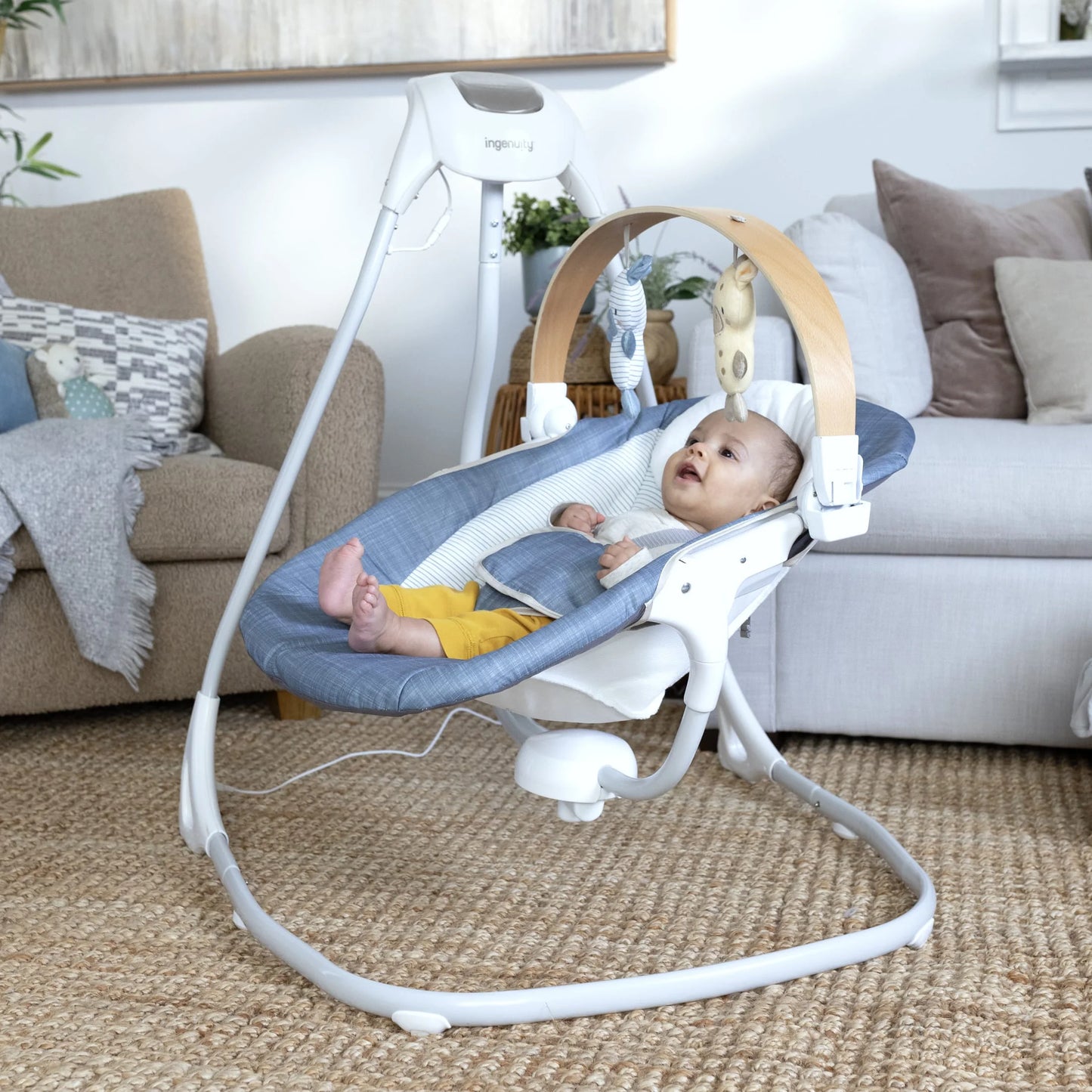 Simplecomfort Compact Soothing Baby Swing for Infants, Blue