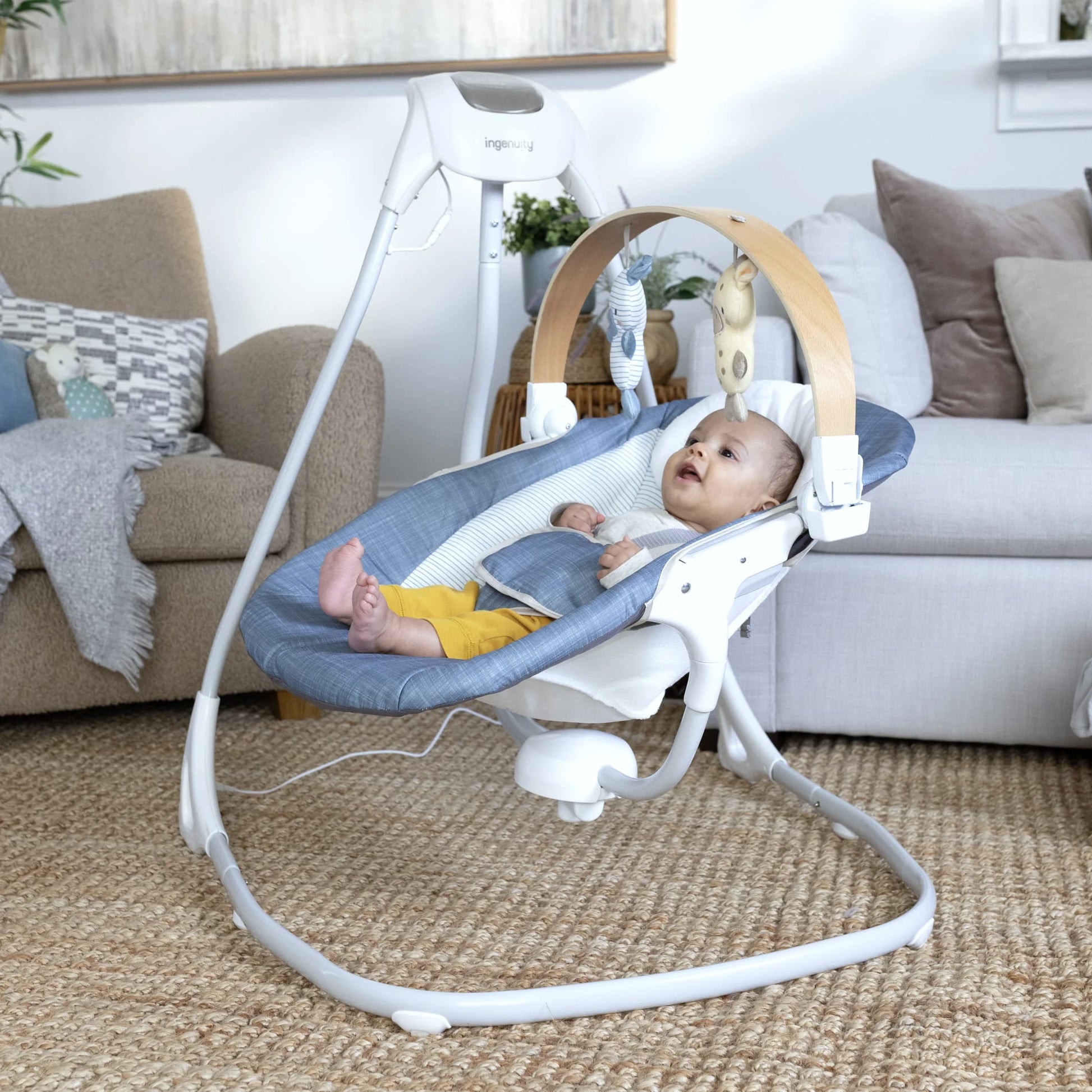 Simplecomfort Compact Soothing Baby Swing for Infants, Blue