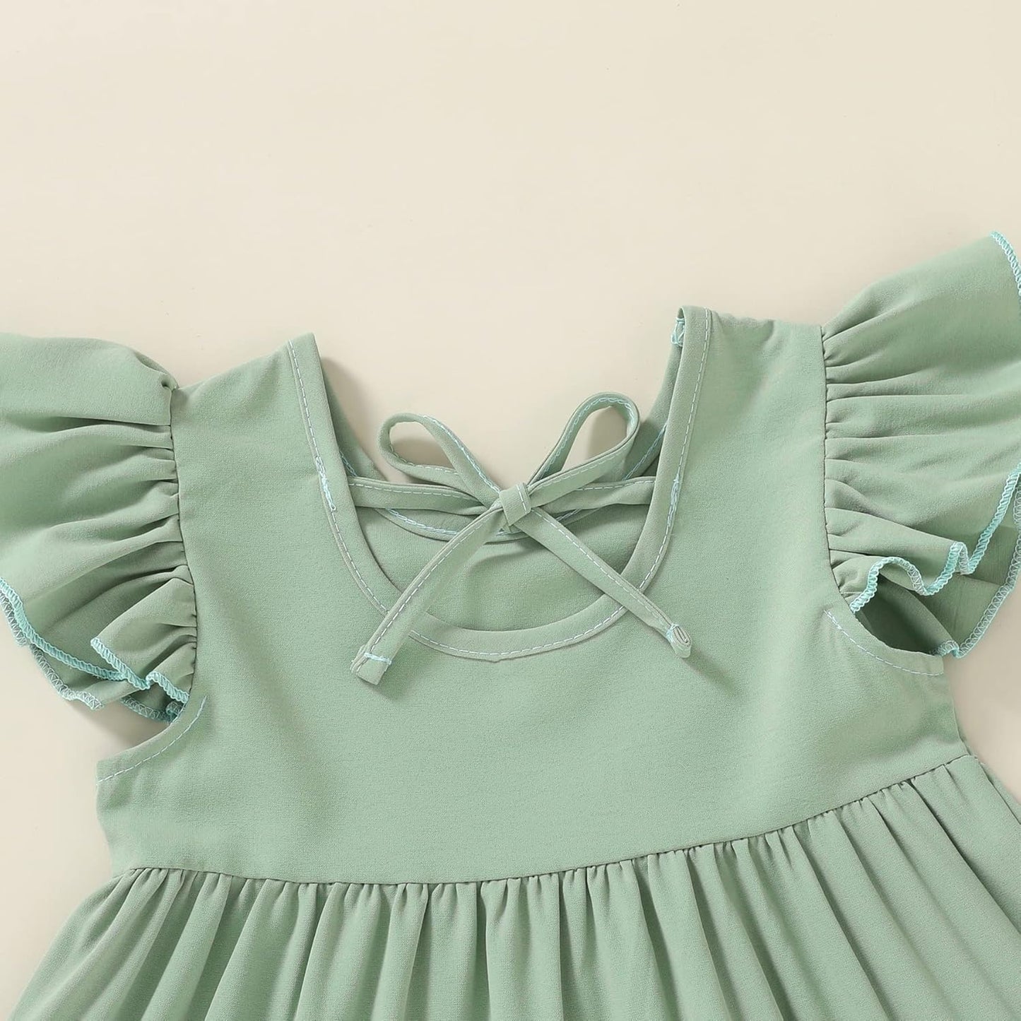 Toddler Baby Girl Boho Dress Linen Ruffle Sleeveless Casual Dress Kids Solid Floral Summer Beach Sundress