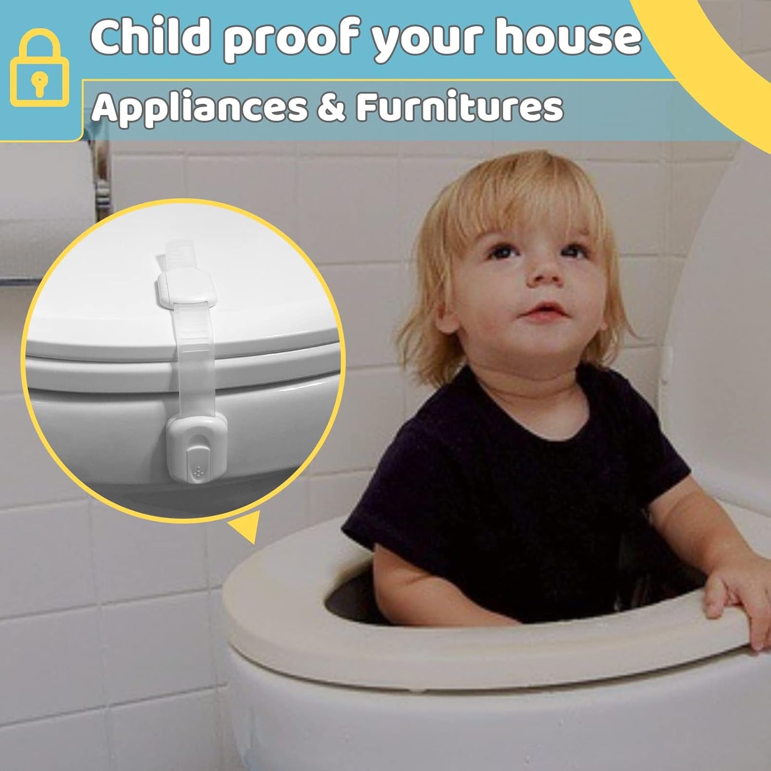 10 Pack Baby Proof Cabinet Latches, Childproof Drawer Latches with 6 Extra 3M Adhesives, Adjustable Child Safety Cabinet Strap Locks, Baby Drawer Locks for Kids and Child Safety