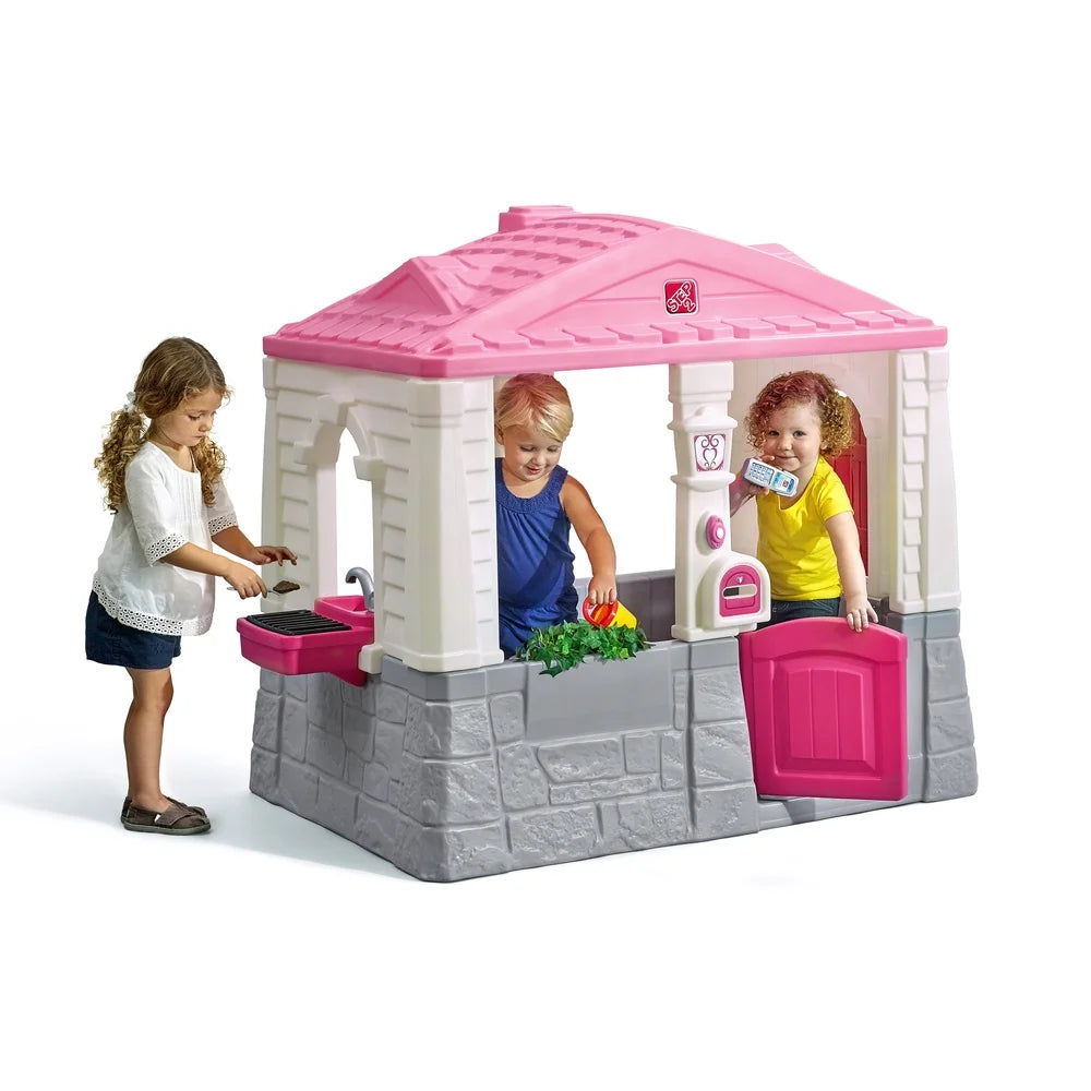 Neat & Tidy Cottage Toddler Pink Outdoor Playhouse for Kids Ages 2 and Up