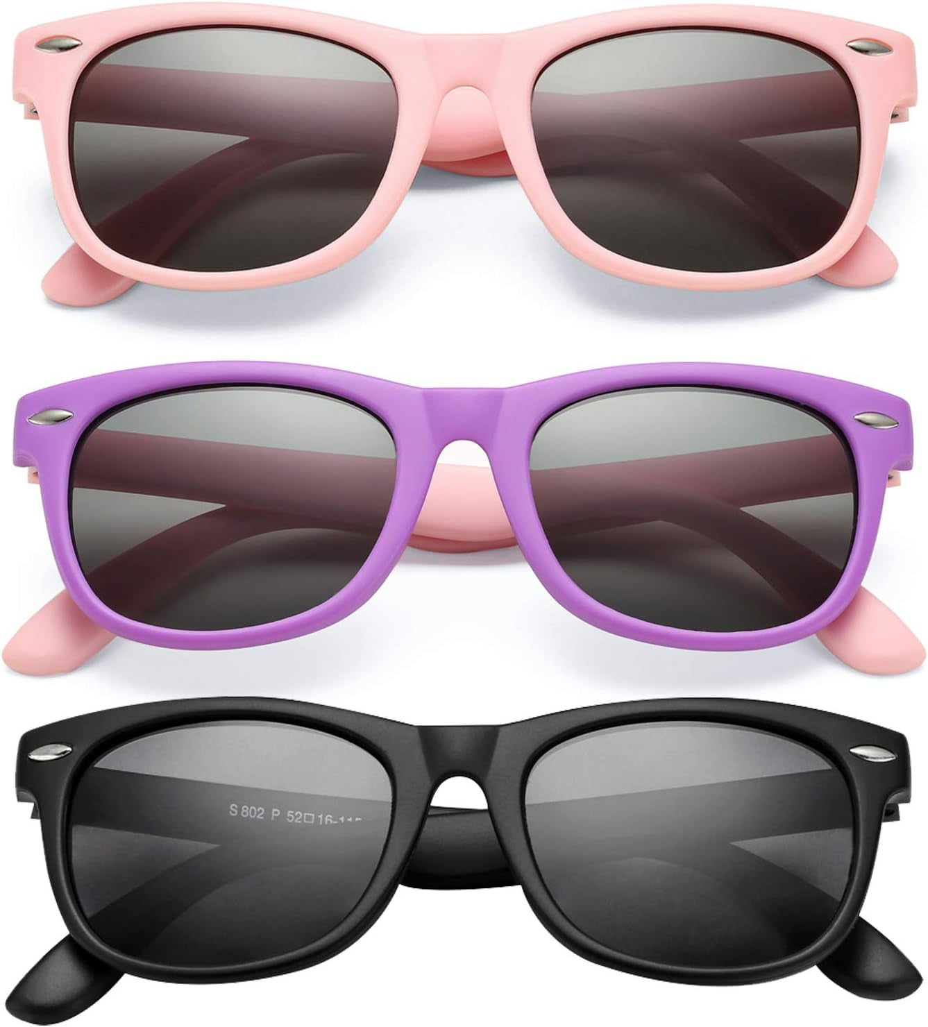 Kids Polarized Sunglasses TPEE Rubber Flexible Shades for Girls Boys Age 3-9