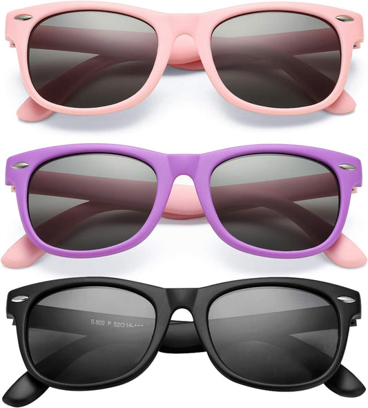 Kids Polarized Sunglasses TPEE Rubber Flexible Shades for Girls Boys Age 3-9