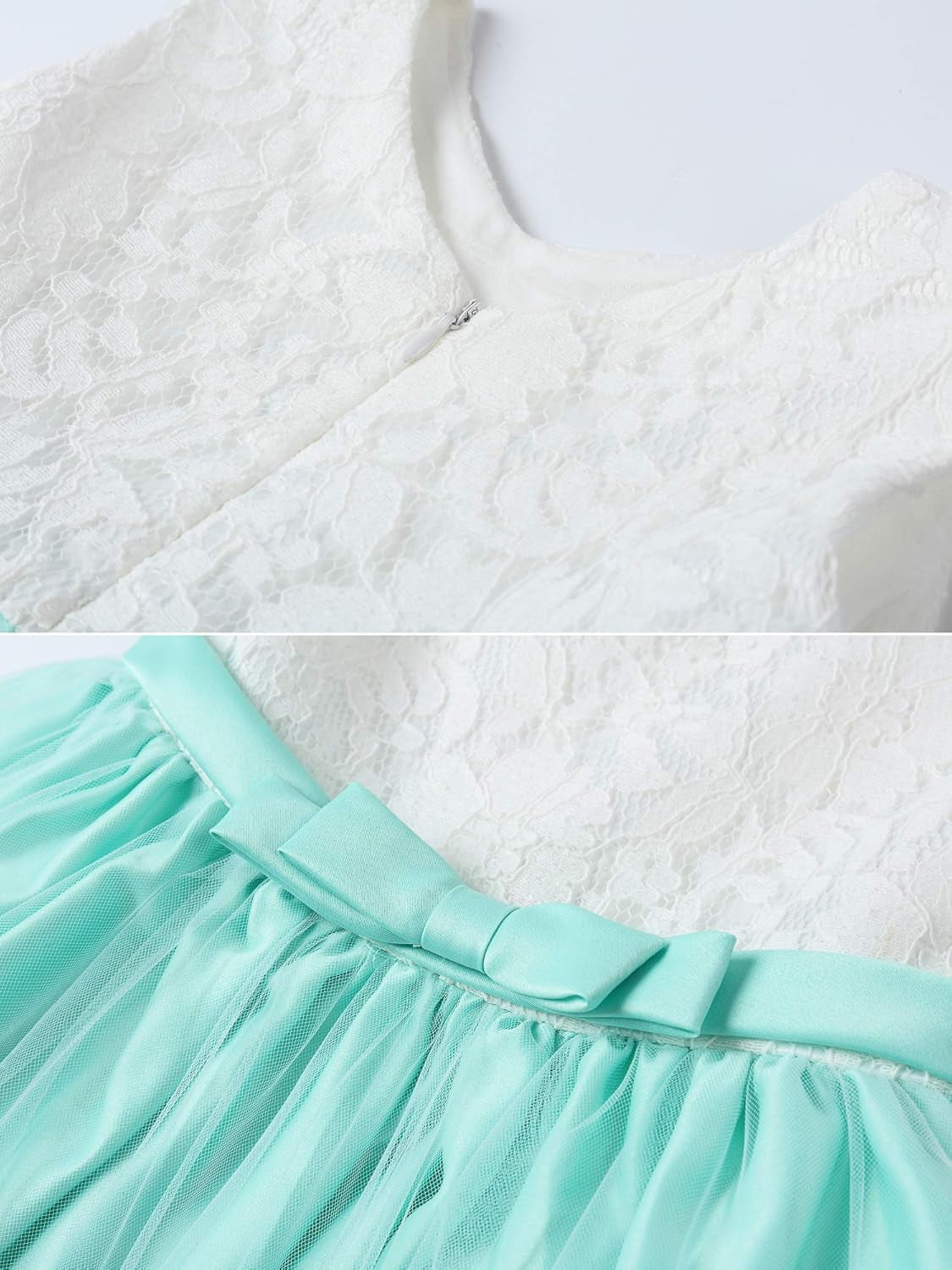 Baby Girl Lace Mesh Tutu Dress Sequin Bow Toddler Princess Gown Light Green 18-24 Months