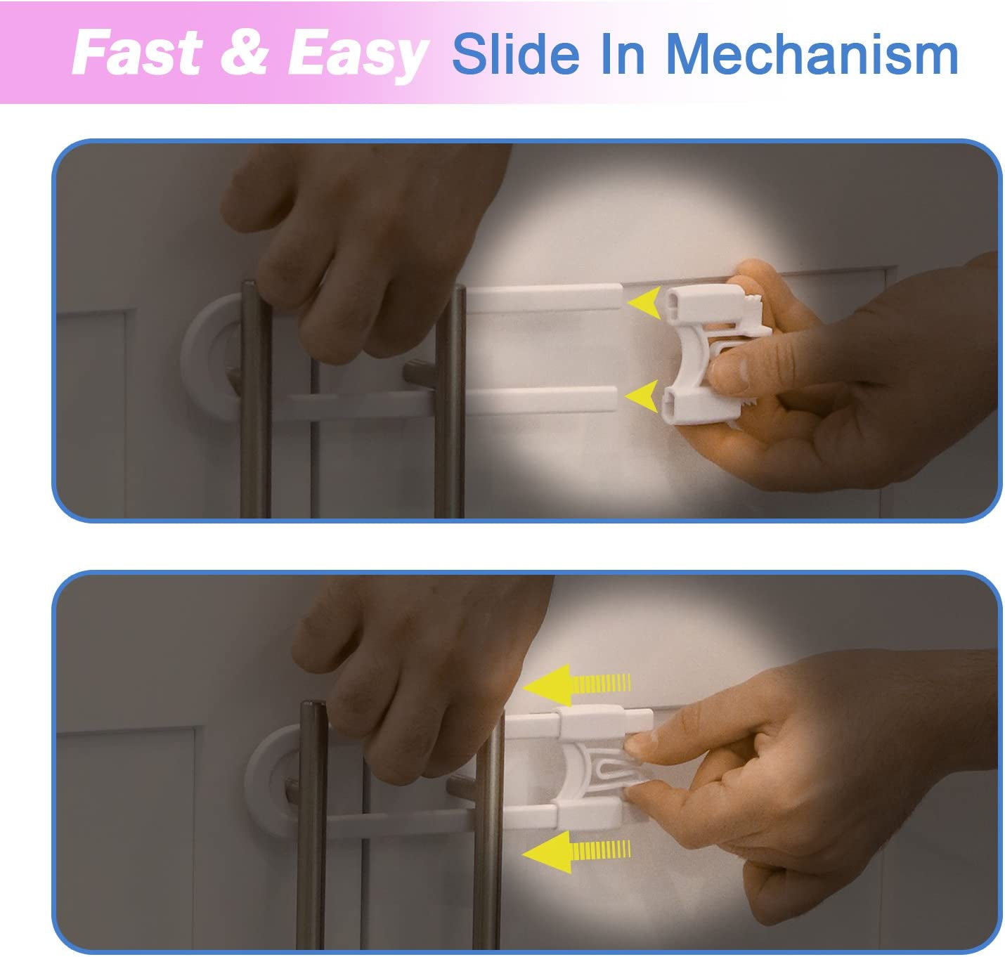 Child Safety Sliding Cabinet Locks (12 Pack) - Baby Proof Knobs, Handles, Doors - U Shape Sliding Safety Latch Lock - Jool Baby