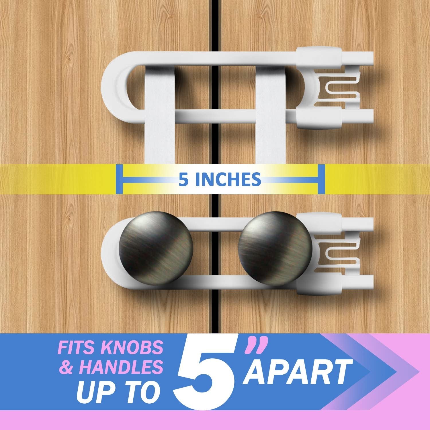 Child Safety Sliding Cabinet Locks (12 Pack) - Baby Proof Knobs, Handles, Doors - U Shape Sliding Safety Latch Lock - Jool Baby