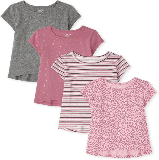 Girls' Short Sleeve Print Top 4-Pack