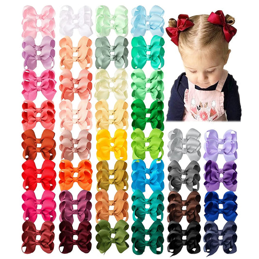 80 Pcs Hair Accessories for Girls, 3" Hair Bows Alligator Clips for Babies Toddlers Teens