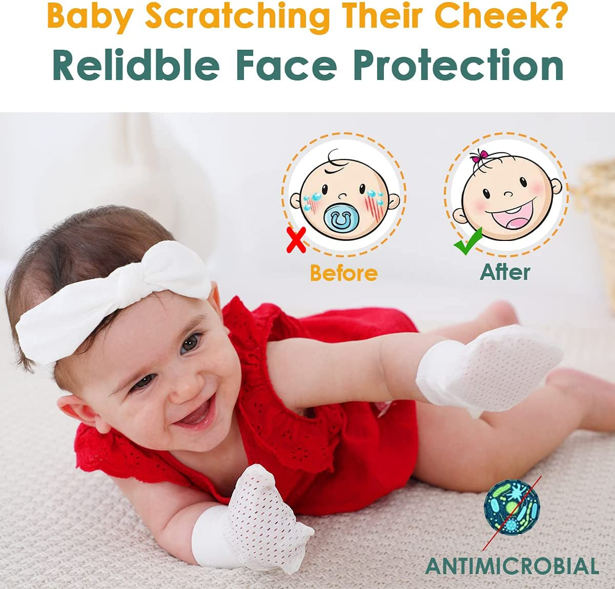 Newborn Baby Mittens anti Scratch Baby Mittens No Scratch Mittens Baby Gloves for 0-6 Months Boys Girls (6 Pairs-S)