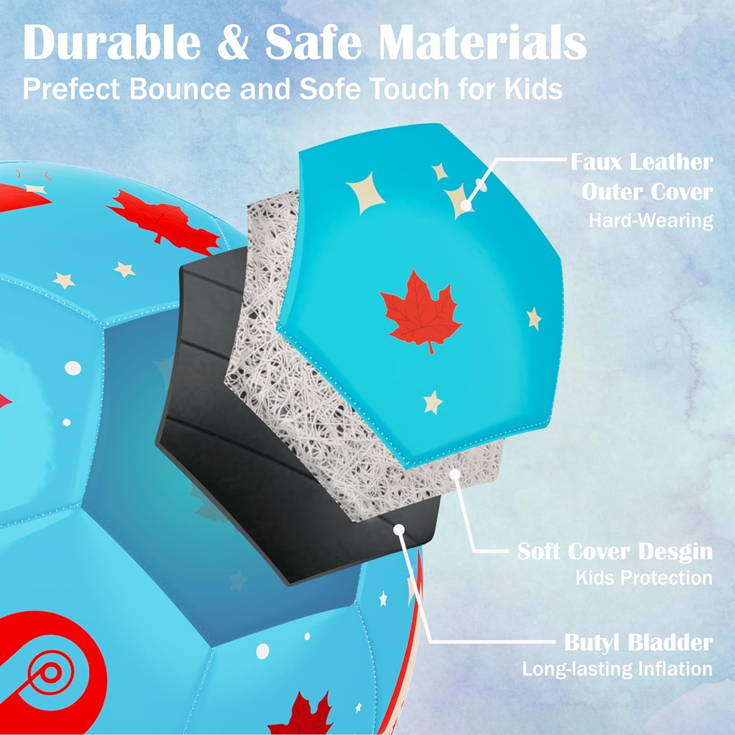 Size 3 Soccer Ball Kids, Cute Cartoon Toddler Ball for Girls Boys Indoor Outdoor with Pump Toys Gift