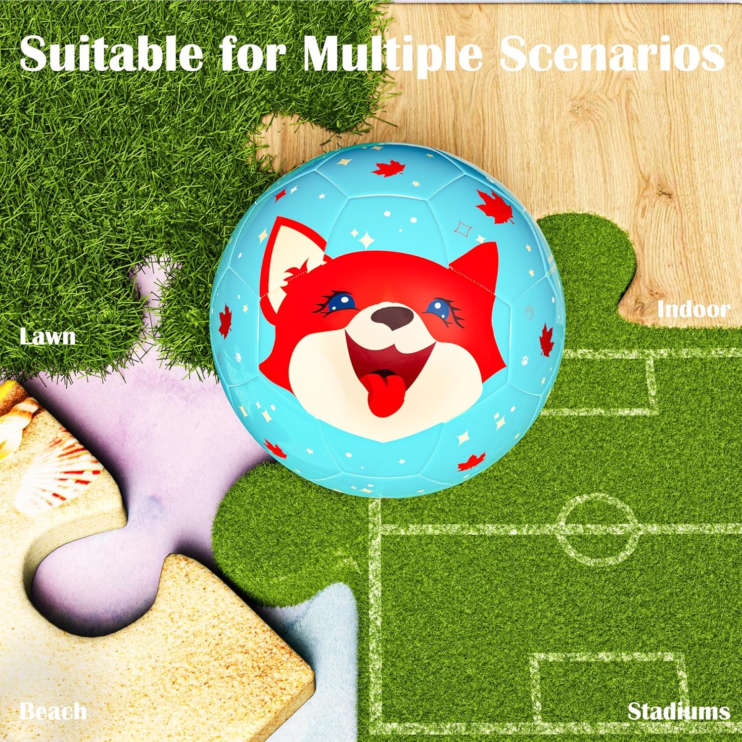 Size 3 Soccer Ball Kids, Cute Cartoon Toddler Ball for Girls Boys Indoor Outdoor with Pump Toys Gift