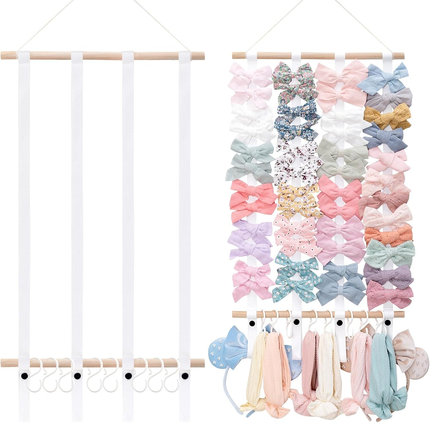 Hair Bow Holder Organizer for Girls，Hair Clips Headband Organizer Storage Wall Hanging Home Decor for Girls Room