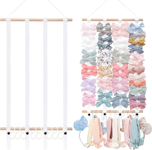 Hair Bow Holder Organizer for Girls，Hair Clips Headband Organizer Storage Wall Hanging Home Decor for Girls Room