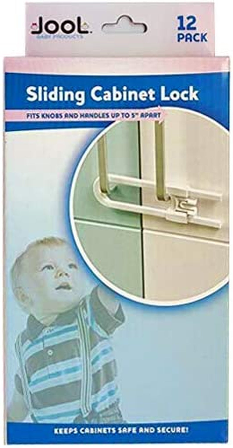 Child Safety Sliding Cabinet Locks (12 Pack) - Baby Proof Knobs, Handles, Doors - U Shape Sliding Safety Latch Lock - Jool Baby