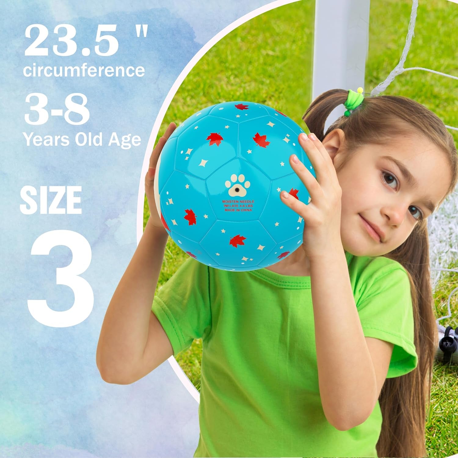 Size 3 Soccer Ball Kids, Cute Cartoon Toddler Ball for Girls Boys Indoor Outdoor with Pump Toys Gift
