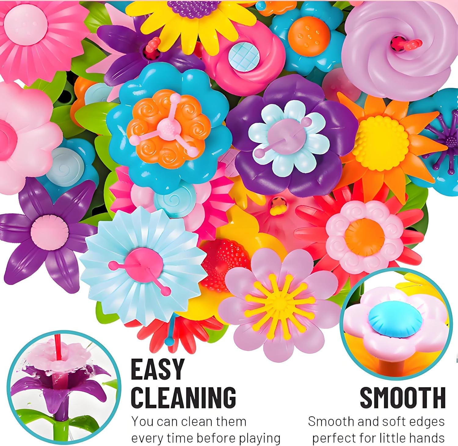 Flower Garden Building Toys Set - Birthday Gifts for Age 2 3 4 5 6 Years Old Girl, STEM Montessori Educational Toy for Toddler Kid, Sorting & Stacking Spring Gardening Set for Birathday Gift