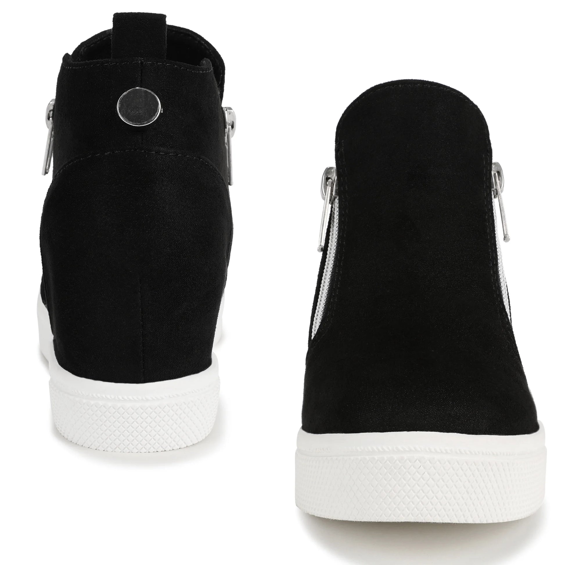 Girls Sneakers Girls Fashion Wedge Sneaker Shoes Little Big Kid High Top Shoes with Side Zipper Black Size 5 Big Kid