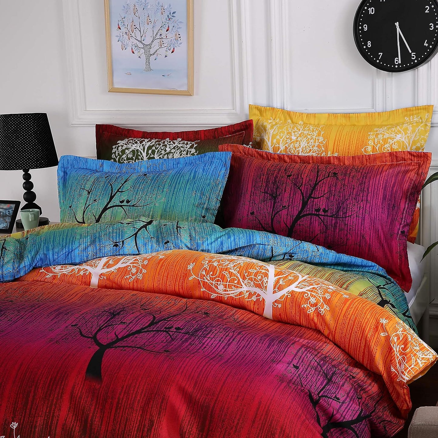 Rainbow Tree 3Pc Duvet Bedding Set: Duvet Cover and Two Pillow Shams (California King)