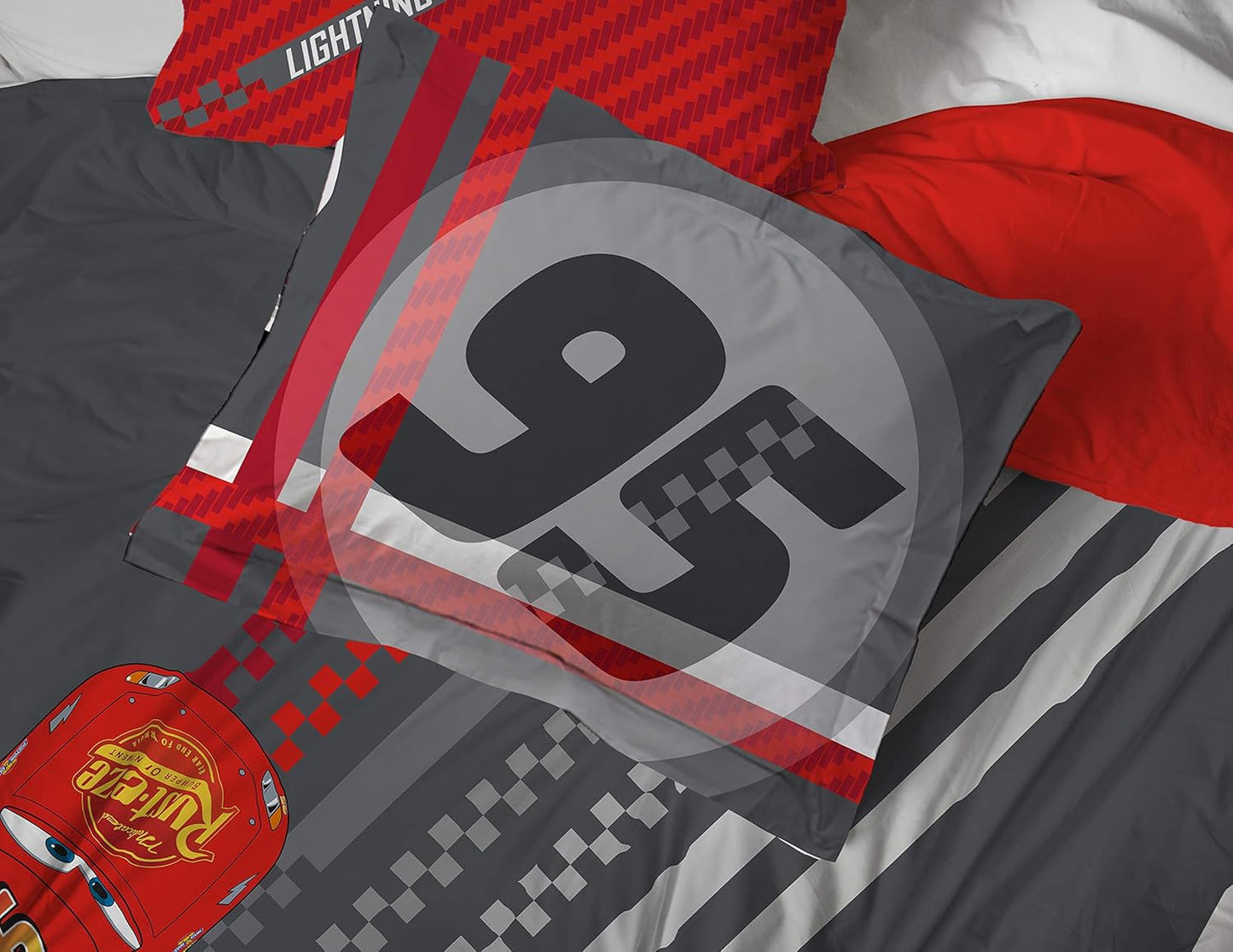 Disney Pixar Cars Race Ready 7 Piece Queen Bed Set - Includes Comforter & Sheet Set - Bedding Features Lightning Mcqueen - Super Soft Fade Resistant Microfiber