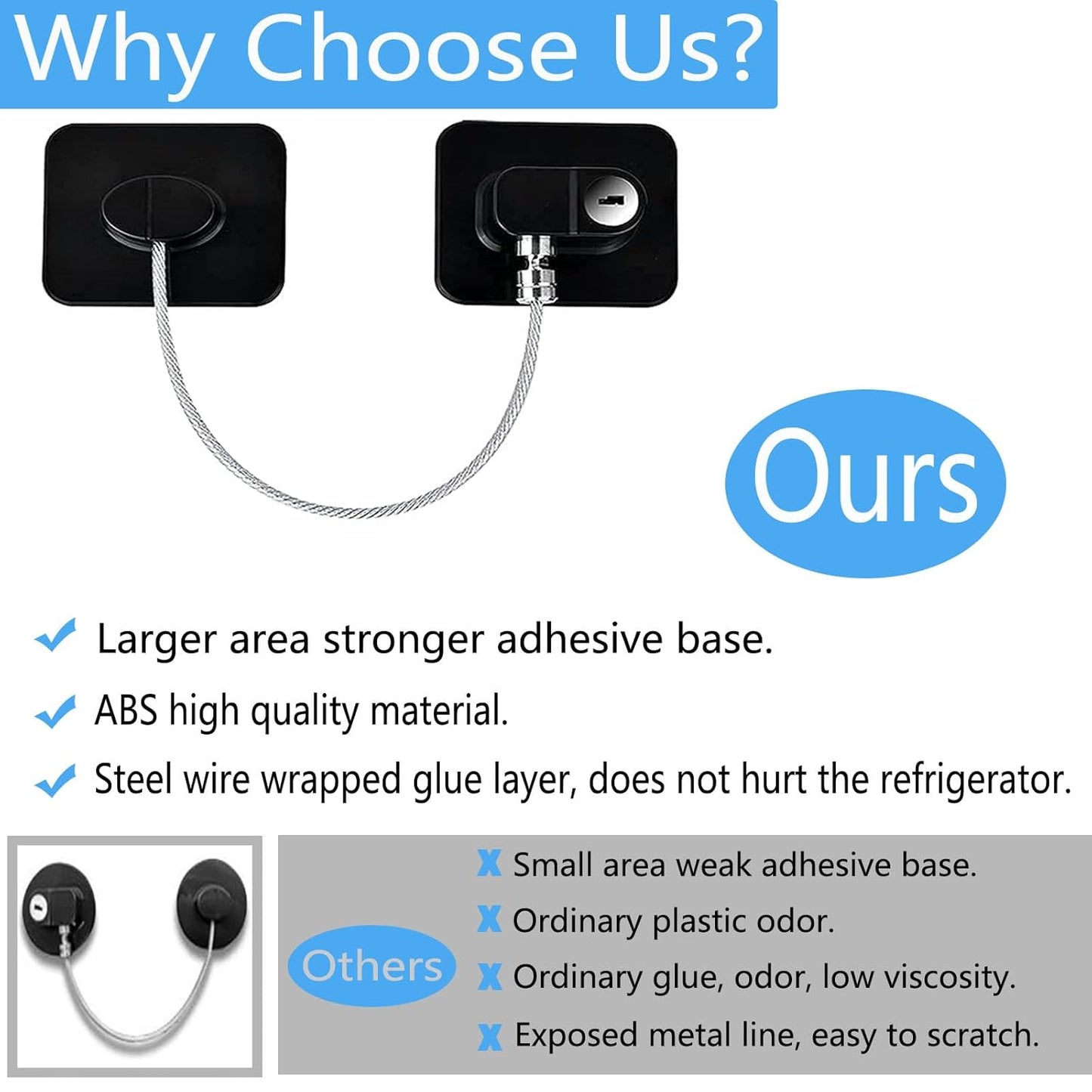 Upgraded Refrigerator Lock for Adults, Fridge Locks for Kids with Key